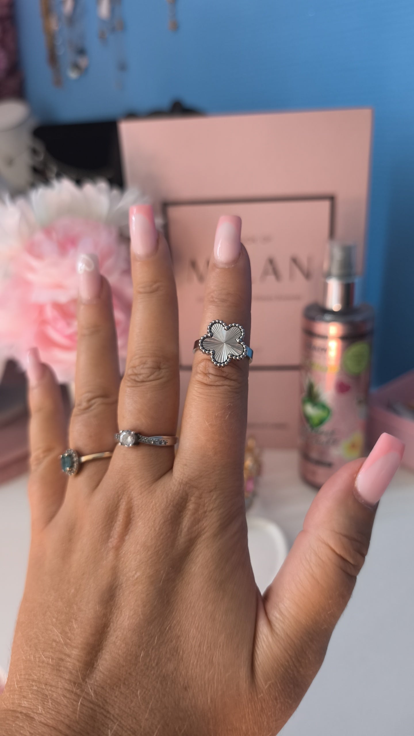Bague fleur brillant