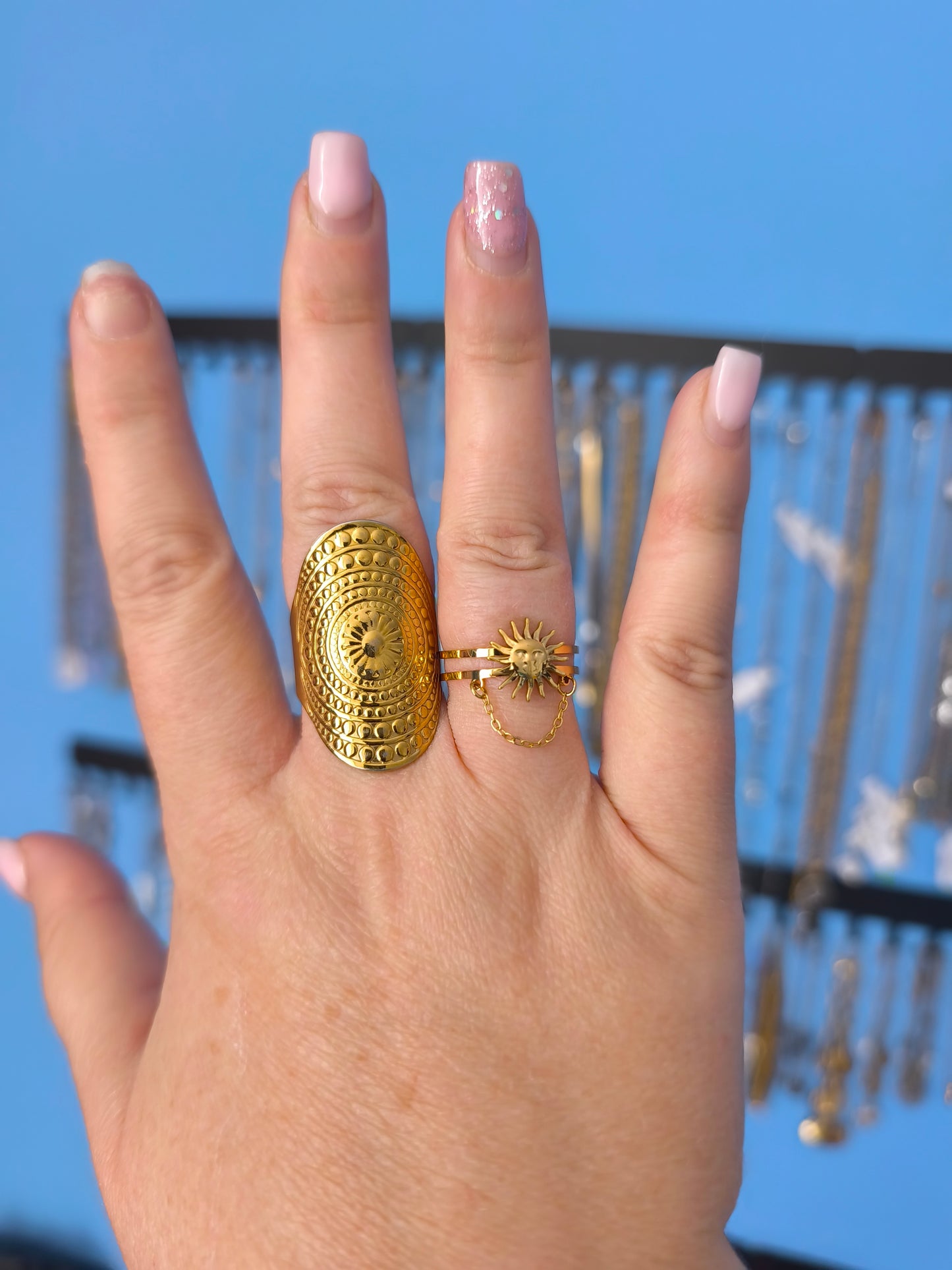 Bague Soleil chaîne