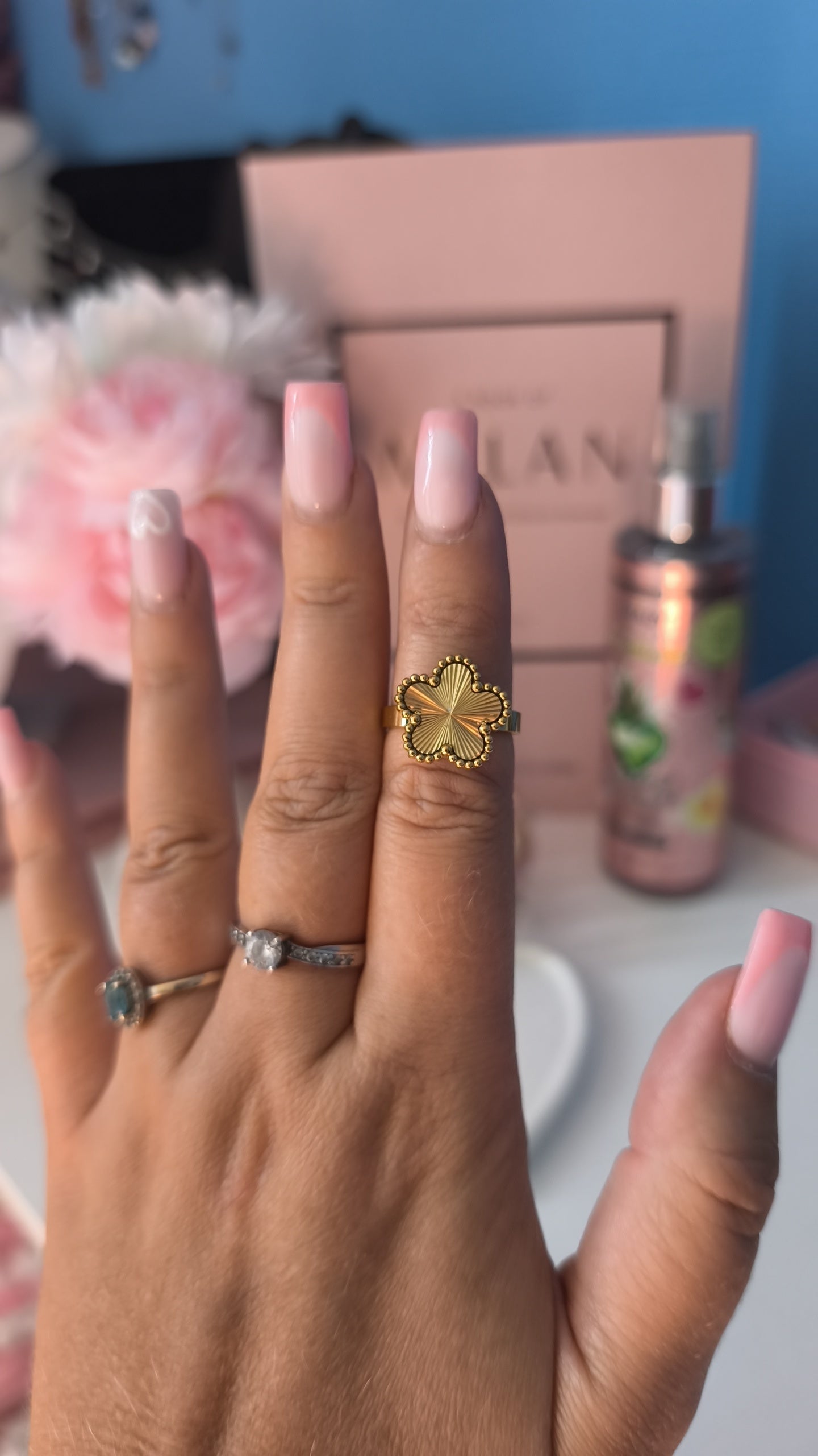 Bague fleur brillant