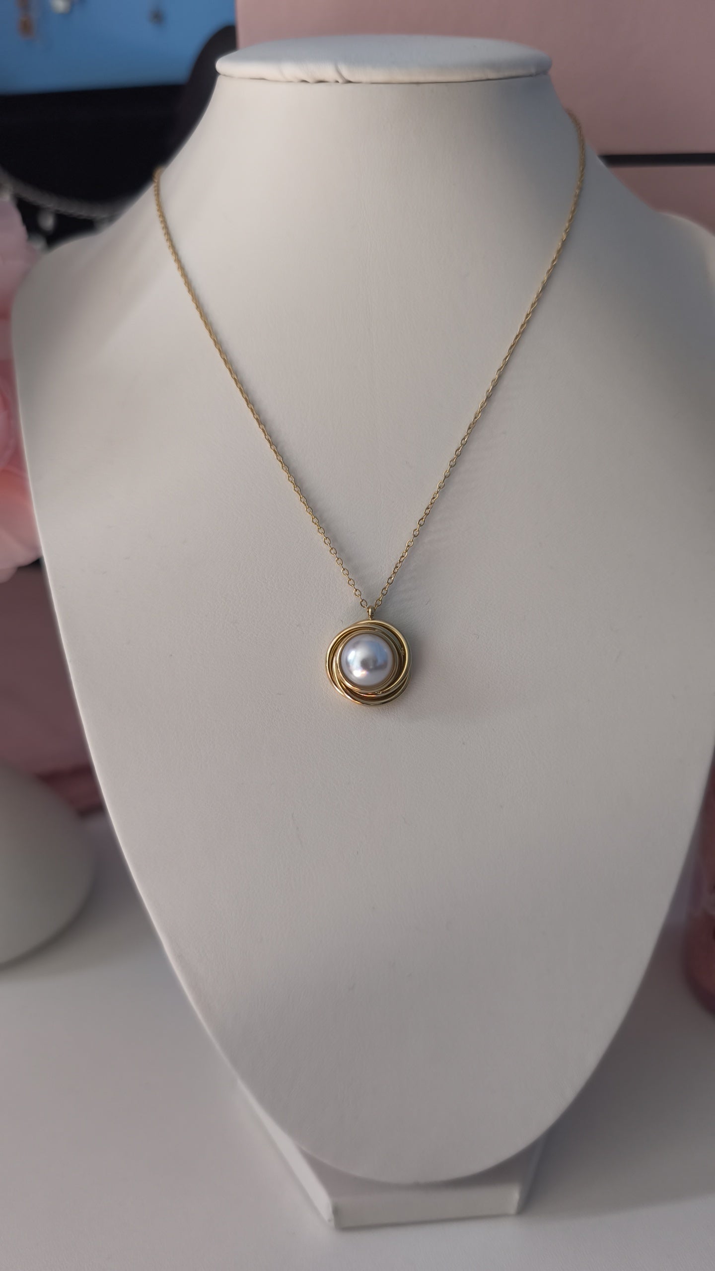 Collier spirale perlé