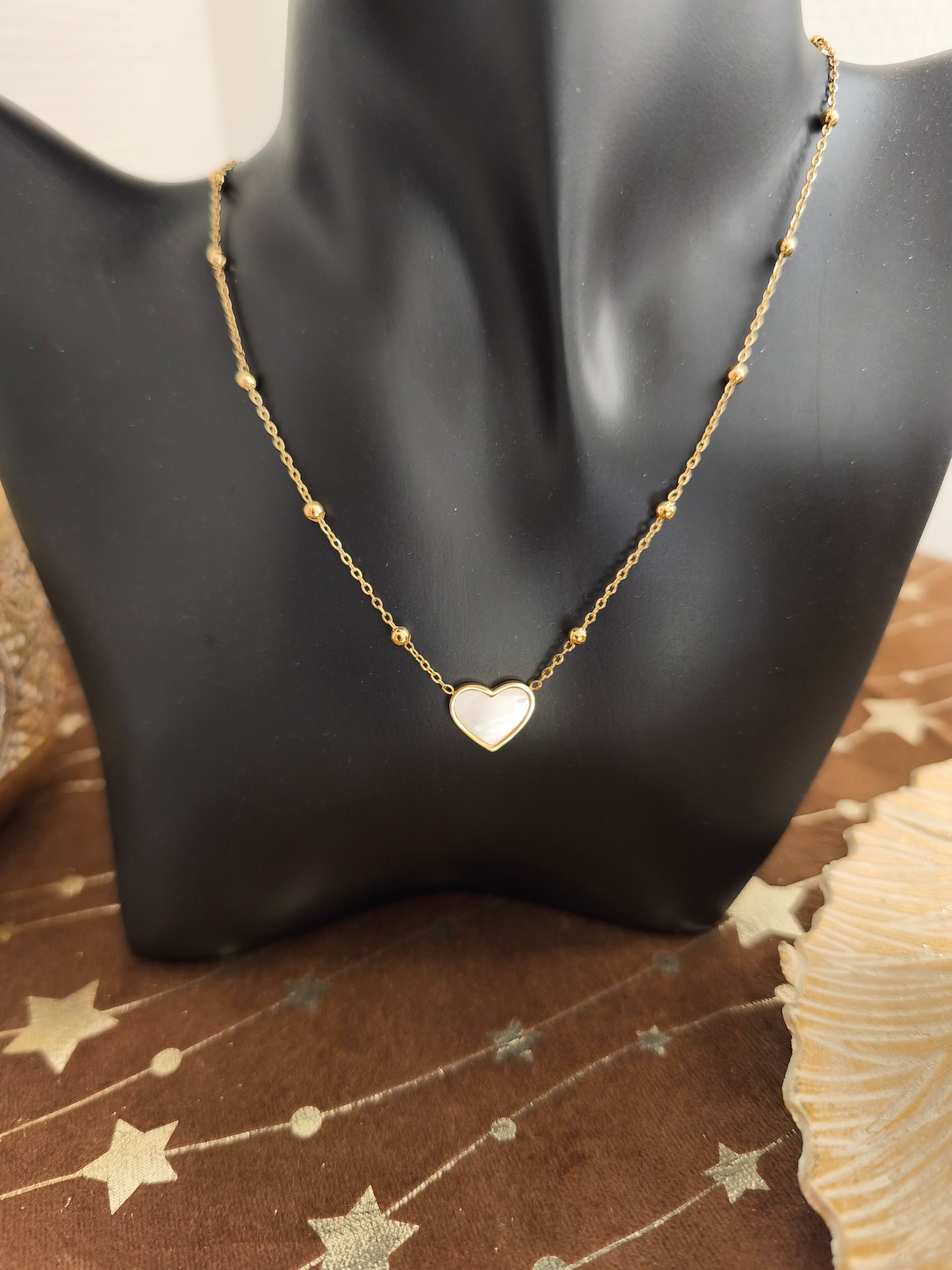 Collier Coeur Blanc Nacré