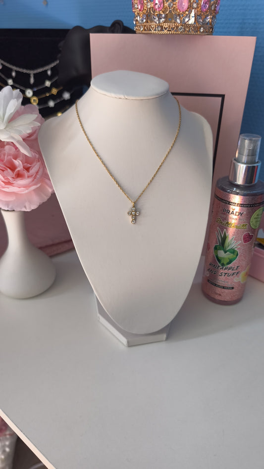 Collier croix strass